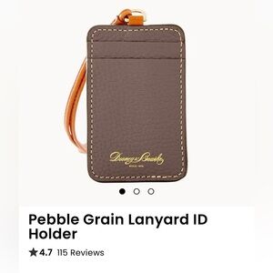 Dooney & Bourke Pebble Grain Lanyard ID in Elephant with Leather Strap